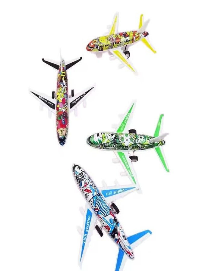 KITMEER Graffiti Design Toy Passenger Aircraft, Pull-Back Mechanism, Metal Construction. - Image 1